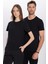 Unisex Slim Fit Dar Kesim %100 Pamuk Yumuşak Dokulu Siyah Bisiklet Yaka Tişört 4