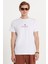 Erkek Slim Fit Dar Kesim %100 Pamuk Yumuşak Dokulu Baskılı Beyaz Bisiklet Yaka Tişört 2