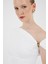 Ekru Omuz Aksesuar Detaylı Yarım Kol Bluz 2490 2