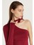 Kadın Standart Fit Fitilli Tek Kol Asimetrik Yaka Bordo Bluz 1