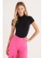 Kadın Slim Fit Dar Kesim Viskon Kumaş Yarım Balıkçı Yaka Siyah Bluz 2