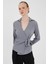 Gri Ön Bağlama Detaylı Uzun Kol Bluz 8019A 1