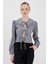 Gri Bağlama Detaylı Bebe Yaka Uzun Kollu Bluz 8020A 1