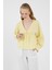 Sarı %100 Pamuk V Yaka Ön Bağlama Detaylı Bluz 4784A 2