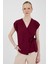 Bordo Kruvaze Yaka Bağlama Detaylı Bluz 8025A 1