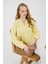 Sarı %100 Pamuk Dantel Detaylı Müslin Gömlek 4823A 1