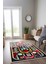 Modern ve Canlı Renkli Geometrik Halı Modeli Siyah Etnik Desenli Ponponlu Yıkanabilir Halı MILANO272 5