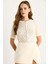 Kadın Baklava Örgülü Kısa Kollu Triko Bluz 2