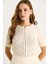 Kadın Baklava Örgülü Kısa Kollu Triko Bluz 4