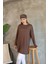 Modest Düşük Kol Kahverengi Oversize Likralı Modal Penye Pamuklu Tesettür Basic Tunik 1