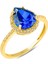 14 Ayar Altın Damla Kesim Mavi Safir Yüzük 1