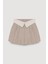 Bel Detay Pileli Mini Şort Bej 2