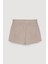 Bel Detay Pileli Mini Şort Bej 3