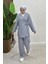 Kadın Çapraz Bağlamalı Keten Kimono Tesettür Pantolon Takım 1