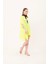 Kadın Neon Sarı Bağlamalı Pamuklu Uzun Kimono Pareo PR11200 2