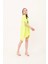 Kadın Neon Sarı Bağlamalı Pamuklu Uzun Kimono Pareo PR11200 4