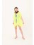 Kadın Neon Sarı Bağlamalı Pamuklu Uzun Kimono Pareo PR11200 7