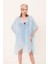 Kadın Mavi Bağlamalı Pamuklu Uzun Kimono Pareo PR11200 6