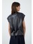 Oversize Lacivert Deri Yelek 3