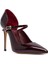Kadın Bordo Tokalı Yüksek Ince Topuklu Rugan Deri Ayakkabı 25AFD121216 7