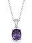 925 Ayar Gümüş Mor Kristal Oval Taşlı Kadın Gümüş Kolye T6910 (593593) 1