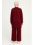 Kadın Bordo Tesettür Giyim Şık Zarif Kuş Taş Detaylı ve Bisiklet Yakatunik & Pantolon Ikili Takım 2