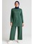 Kadın Yeşil Tesettür Giyim Zarif Önü Taş Detaylı ve Bisiklet Yakatunik & Pantolon Ikili Takım 7