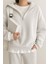 Kadın Pamuklu Oversize Silver Yarım Fermuarlı Sweatshirt 3