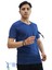 Erkek Slim Fit V Yaka Tişört - Dar Kesim Basic Günlük T-Shirt Indigo 3