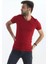 Erkek Slim Fit V Yaka Tişört - Dar Kesim Basic Günlük T-Shirt Bordo 1