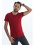Erkek Slim Fit V Yaka Tişört - Dar Kesim Basic Günlük T-Shirt Bordo 2