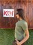 Basic Baskısız Düz Model / Kadın Haki Renk T-Shirt 3
