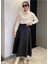 A Line Kadın Siyah Yüksek Bel Süet Mevlana Etek 0021 2