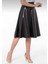 Midi Boy Deri Kiloş Etek Leather Skirt 0041 6