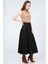 Kadın Siyah Yüksek Bel Süet Düz Mevlana Etek 1