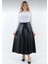 Şık Kadın Suni Deri Etek Boy 95 cm A Line - 0021 4