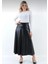 Şık Kadın Suni Deri Etek Boy 95 cm A Line - 0021 5