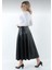 Şık Kadın Suni Deri Etek Boy 95 cm A Line - 0021 6