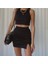 Kadın Siyah Mini Yırtmaçlı Etek 2