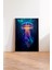 Ahşap Çerçeveli Tablo, Mor Mavi Neon Denizanası, Salon Dekoru Poster No: 112305 3
