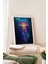 Beyaz Çerçeveli Tablo, Mor Mavi Neon Denizanası, Salon Dekoru Poster No: 112305 2