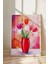 Beyaz Çerçeveli Tablo, Kırmızı Vazoda Laleler, Salon Dekoru Poster No: 111773 3
