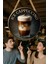 Ice Cappuccino Temalı Yuvarlak Cafe Tabelası – Jüt Ipli Ahşap Duvar & Kapı Dekoru | Barista Süsü 1