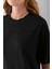 Kadın Bisiklet Yaka Düz Basic Pamuklu T-Shirt Siyah - 25501 7