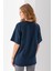 Kadın Bisiklet Yaka Düz Basic Pamuklu T-Shirt Lacivert - 25501 8