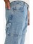 %100 Pamuk Relax Fit Kargo Cepli Geniş Paça Jean Pantolon F2987AX25AU 5
