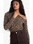 Slim Fit Dar Kesim Tek Omuzlu Leopar Desenli Uzun Kollu Bluz G0290AX25AU 1