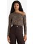 Slim Fit Dar Kesim Tek Omuzlu Leopar Desenli Uzun Kollu Bluz G0290AX25AU 3