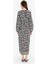 Regular Fit Bisiklet Yaka Desenli Kuşaklı Uzun Kollu Maxi Elbise D9835AX25SM 5