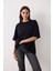 Siyah Basic Oversize Bisiklet Yaka Tişört 1